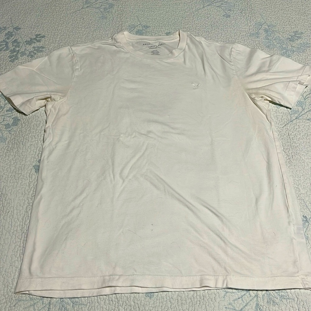 American Eagle White Cotton T-Shirt For Men Size Medium